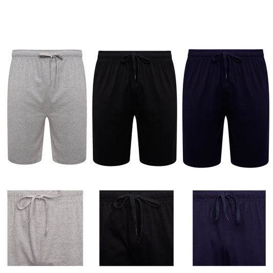 2 Pack Men's Cotton Lounge Shorts Stretchable Available in Black Navy Grey Durable and Cozy Loungewear Medium to 5X-Large by Sock Stack