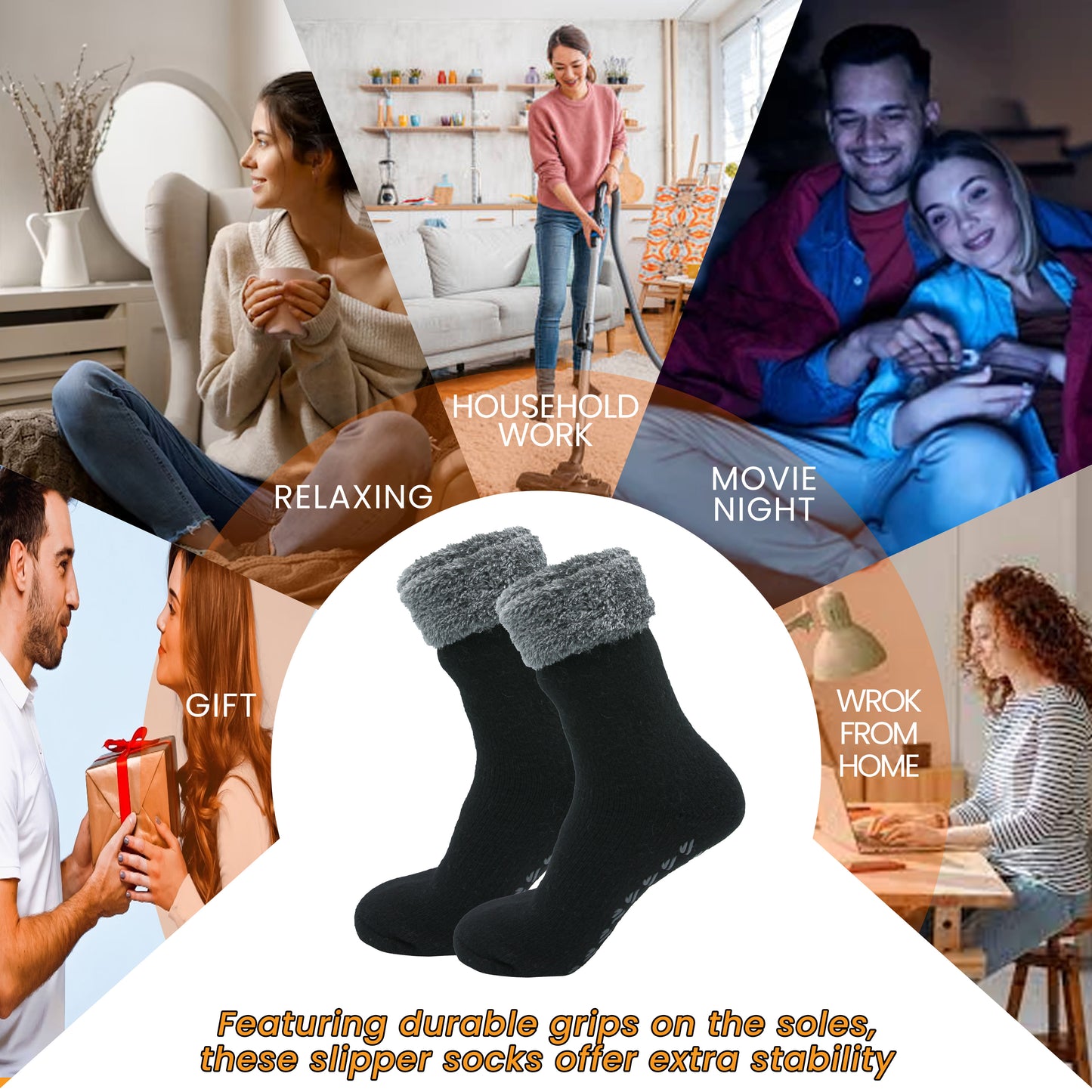 Pack of 2 Women's Feather Soft TOT Slipper Socks with Anti-Slip Grips Fleece Lined Cozy Winter Indoor Lounge Socks by Sock Stack. Buy now for £14.00.