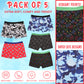 Pack of 5 Boys Boxer Shorts Cotton Rich Football Army Gamer Designs Elastic Waistband Comfortable Underwear for Active Kids by Sock Stack. Buy now for £9.00.