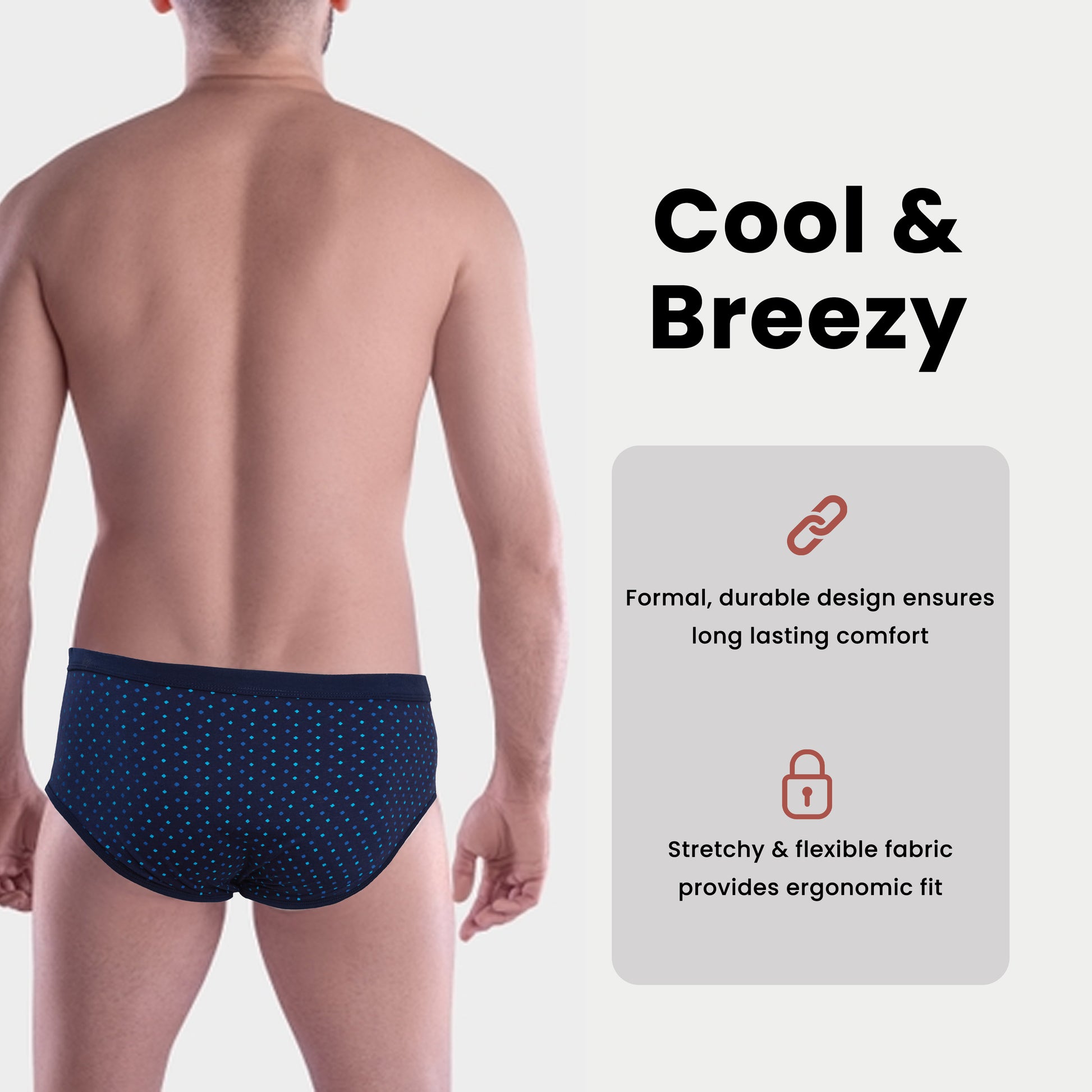 Pack of 6 Men's Printed Cotton Blend Briefs Classic Fit Underwear with Elastic Waistband Plain Dot & Stripe Designs by Sock Stack. Buy now for £14.00.