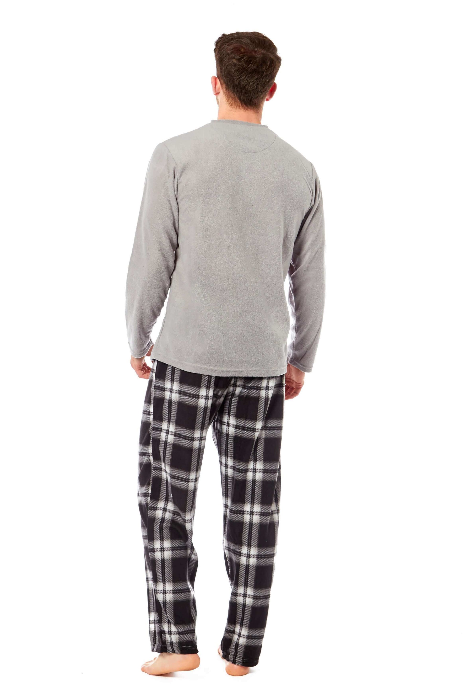 Men's Fleece Pyjama Set With Check Pants, Thermal Pyjamas, PJ Sets, Loungewear. Buy now for £14.00. A Pyjamas by Toro Rocco. black, blue, bottom, boys, check, clothing, comfortable, fleece, fluffy, grey, home, large, long johns, long sleeve, loungewear, m