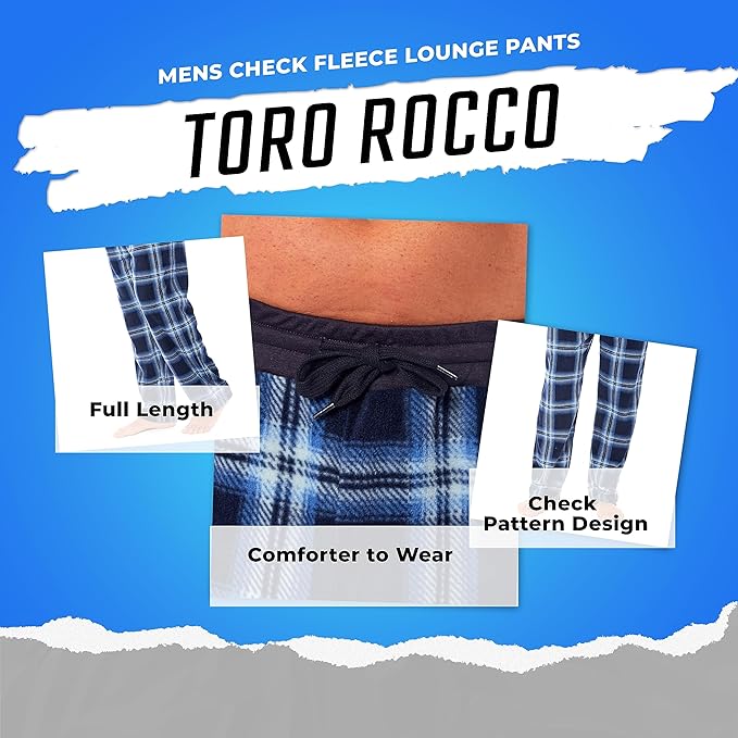 Ultra Soft Mens Fleece Lounge Pajama Pants Checkered Design Winter Comfort Elastic Waistband Relaxed Fit Warm Sleepwear by Daisy Dreamer. Buy now for £15.00.