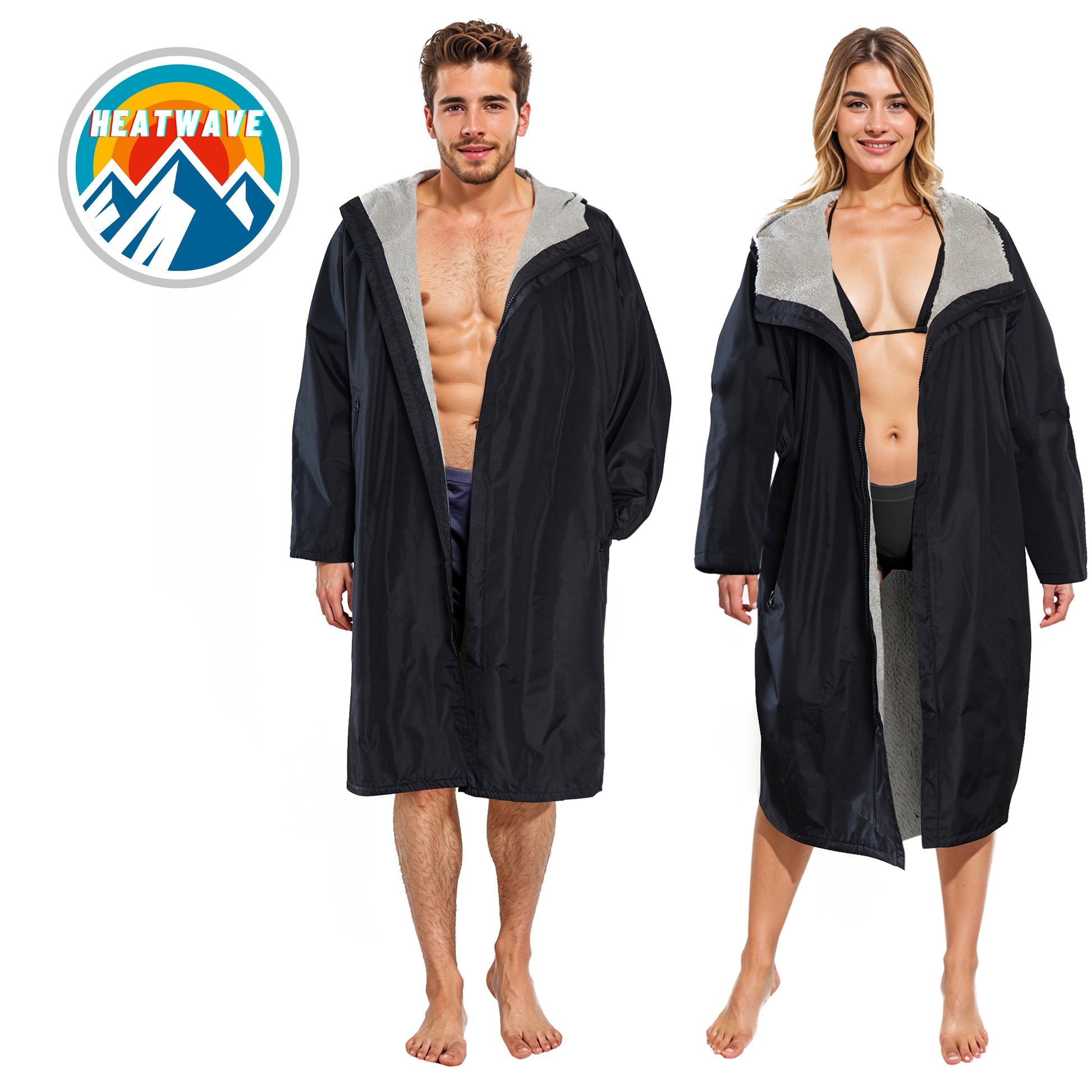 Unisex Adults Waterproof Windproof Changing Robe Hooded Outdoor Coat for Beach Swimming Surfing Warm Fleece Lining by Heatwave Thermalwear. Buy now for £40.00.