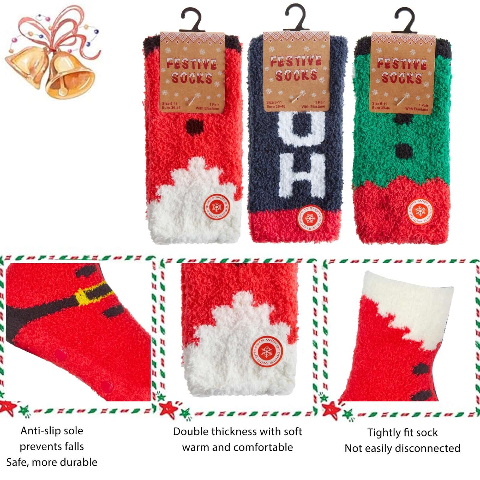 3 Pairs Of Men's Christmas Slipper Socks Fluffy Lounge Sock Xmas Santa Elf Gift. Buy now for £8.00. A Socks by Sock Stack. 6-11, assorted, boot, boys, casual, christmas, comfortable, cosy, cotton, dressing, elastane, father christmas, festive, fluffy, hom