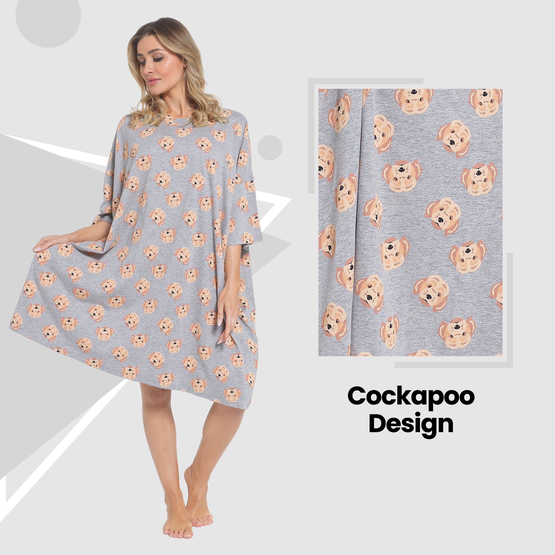 Women's Cockapoo Baggy Nighty Dress Oversized T-Shirt Nighties 100% Cotton Short Sleeved Nightshirt for Ladies by Daisy Dreamer. Buy now for £12.00.