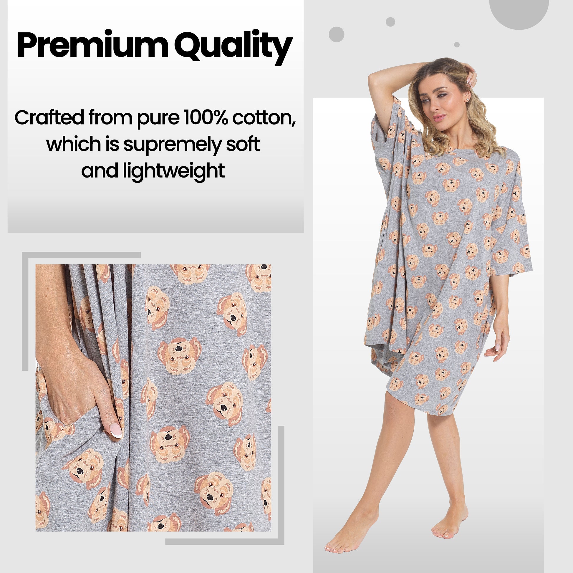 Women's Cockapoo Baggy Nighty Dress Oversized T-Shirt Nighties 100% Cotton Short Sleeved Nightshirt for Ladies by Daisy Dreamer. Buy now for £12.00.