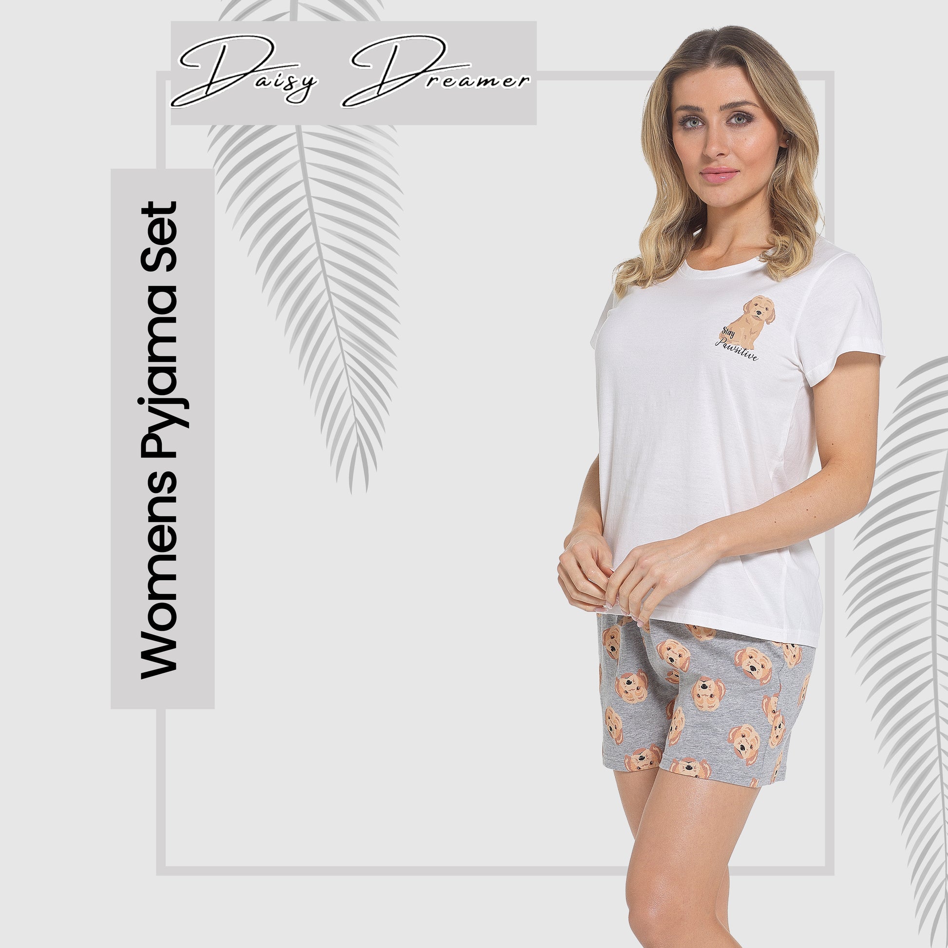 Women's Cockapoo Pyjama Set T-Shirt & Shorts PJs Soft Cotton Loungewear Summer Holiday Sleepwear by Daisy Dreamer. Buy now for £12.00.