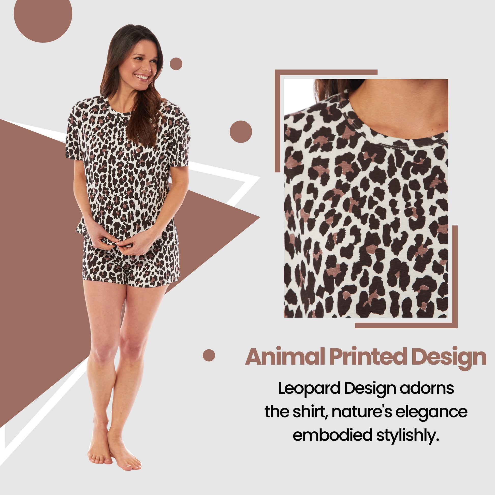 Women's Cotton Pyjama Set with Leopard and Zebra Prints Breathable Comfortable Loungewear Sleepwear in Multiple Sizes by Daisy Dreamer. Buy now for £10.00.