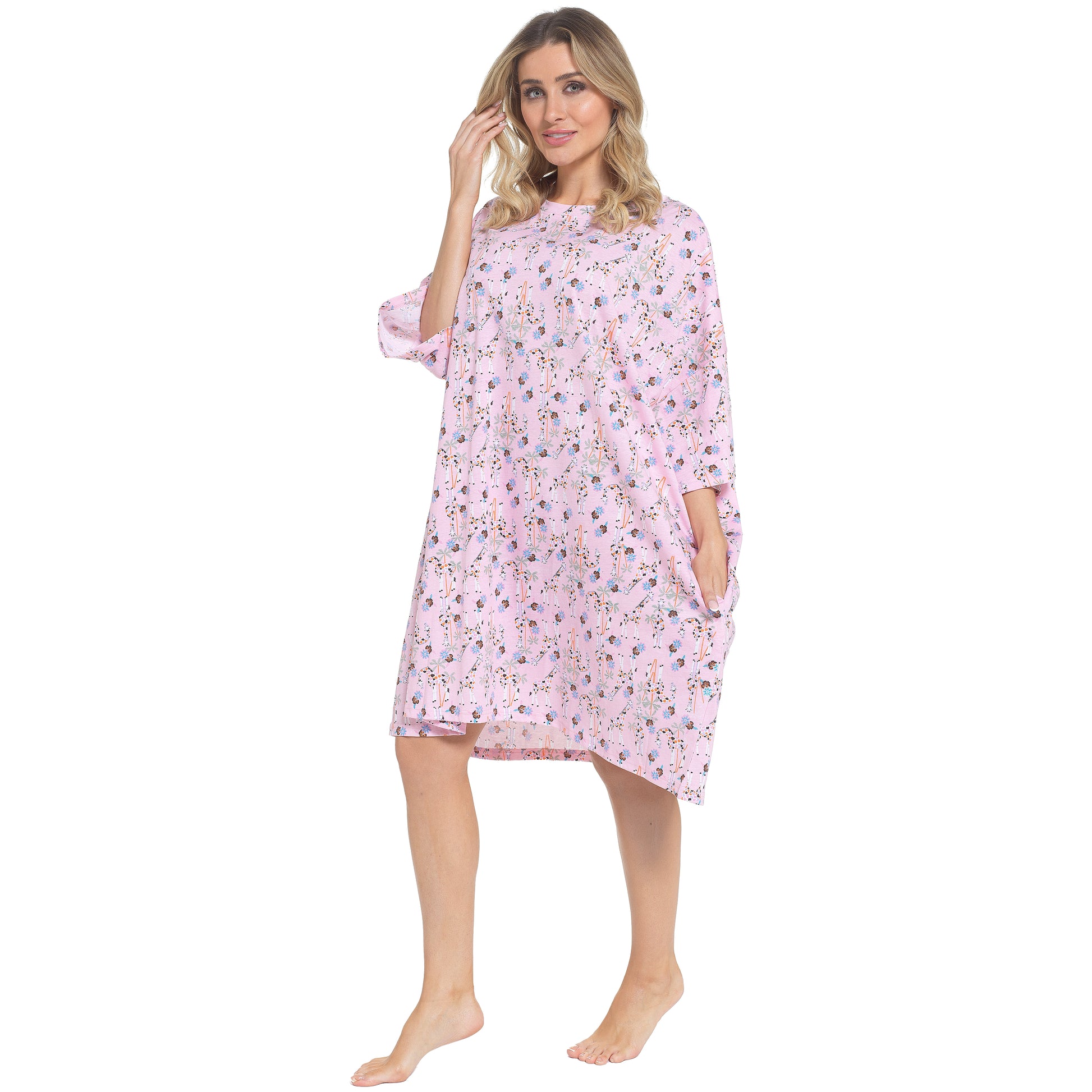 Women's Giraffe Baggy Nighty Dress Oversized T-Shirt Nighties 100% Cotton Short Sleeved Nightshirt for Ladies by Daisy Dreamer. Buy now for £12.00.
