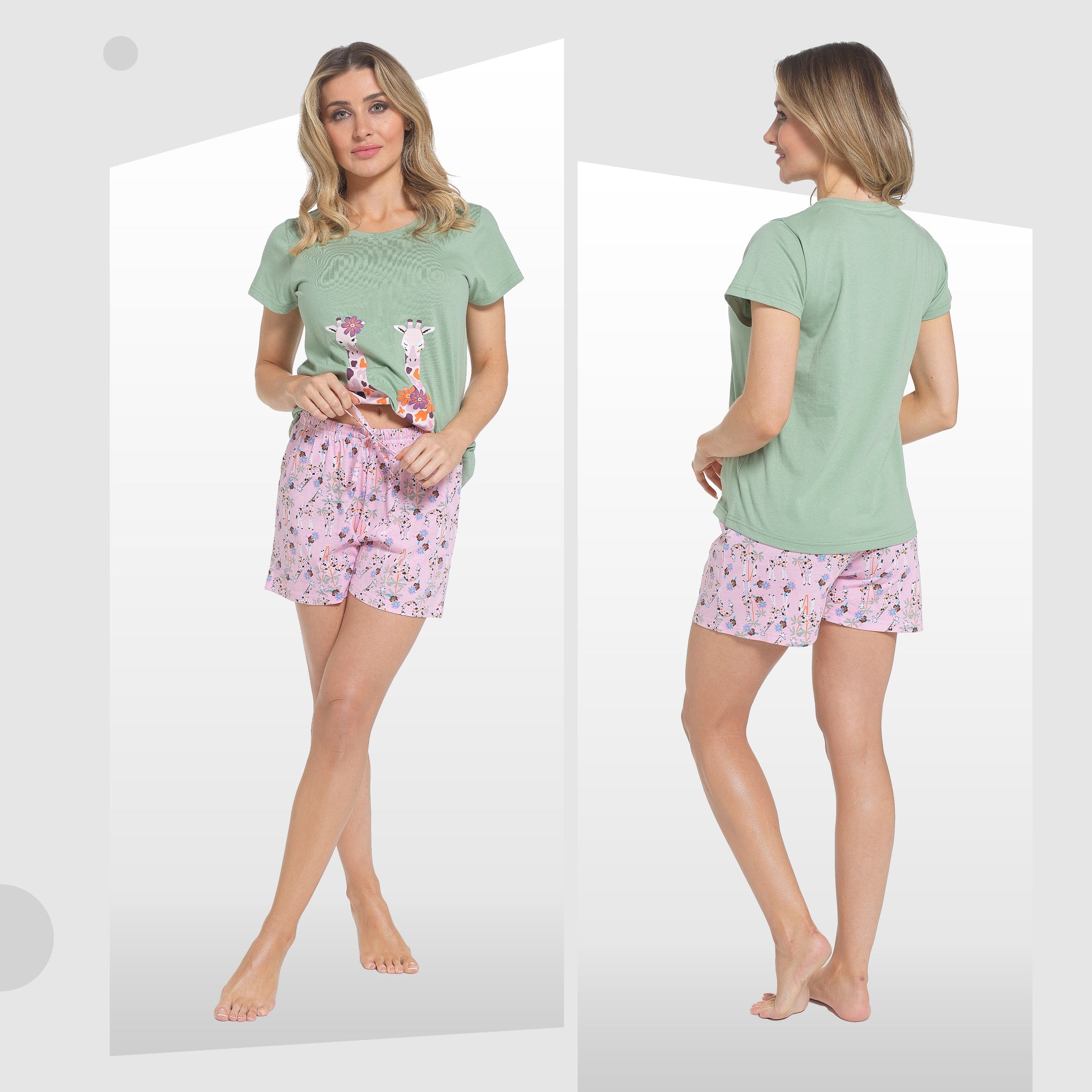 Women's Giraffe Pyjama Set T-Shirt & Shorts PJs Soft Cotton Loungewear Summer Holiday Sleepwear by Daisy Dreamer. Buy now for £12.00.