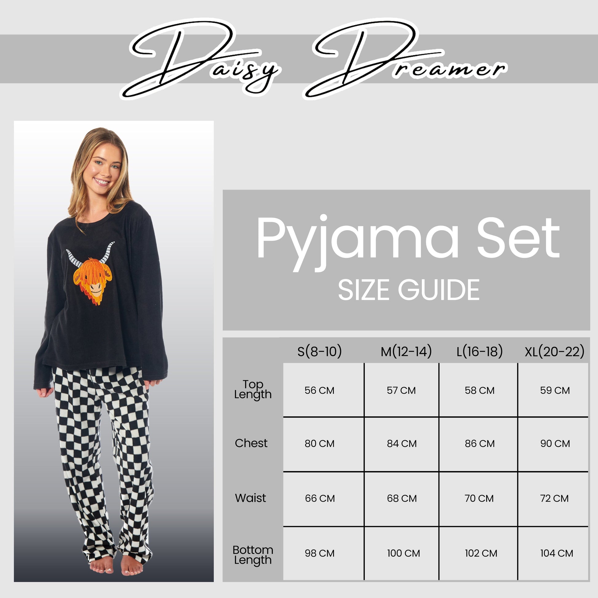 Women's Highland Cow Thermal Fleece Pyjamas Set Soft Warm Winter PJs Animal Print Loungewear Sleepwear Long Sleeve Top and Bottom by Daisy Dreamer. Buy now for £15.00.