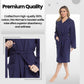 Women's Hooded Waffle Cotton Bathrobe Navy Super Absorbent Spa Dressing Gown for Home Lounge & Travel by Daisy Dreamer. Buy now for £17.00.