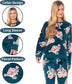 Women's Luxurious Floral Fleece Pyjama Set with Long Sleeve Top and Elastic Waist Pajamas Elegant Sleepwear for Warmth by Daisy Dreamer. Buy now for £20.00.