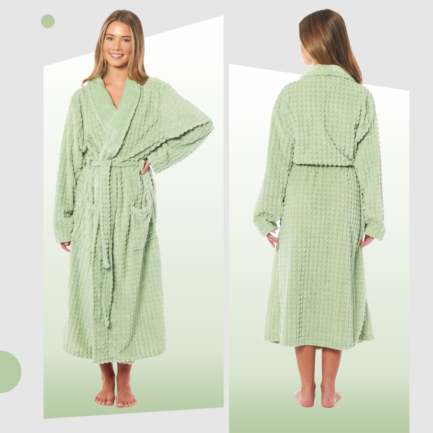 Women's Luxury Waffle Fleece Robe Soft Warm Long Dressing Gown with Belt and Pockets Loungewear by Daisy Dreamer. Buy now for £15.00.