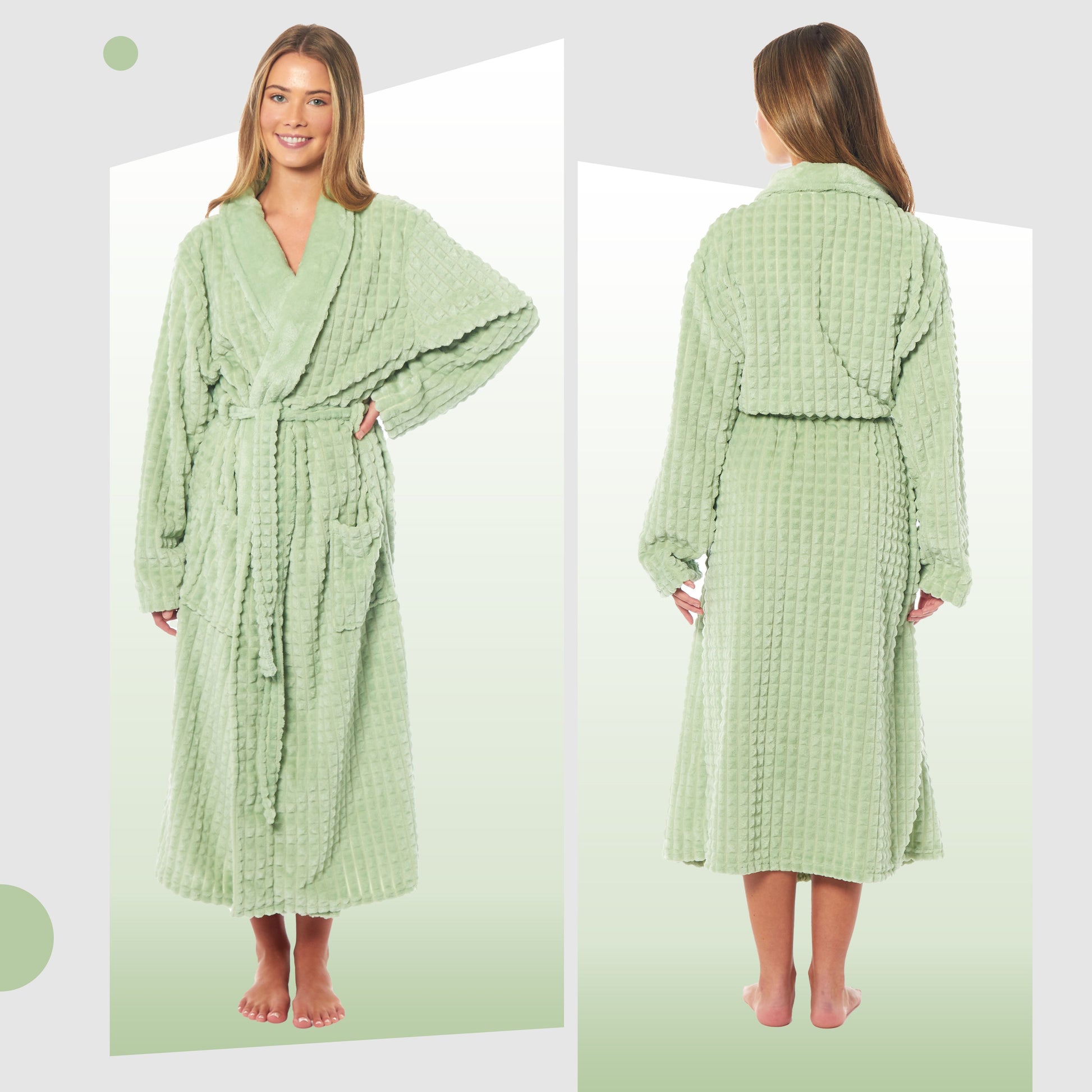 Women's Luxury Waffle Fleece Robe Soft Warm Long Dressing Gown with Belt and Pockets Loungewear by Daisy Dreamer. Buy now for £15.00.