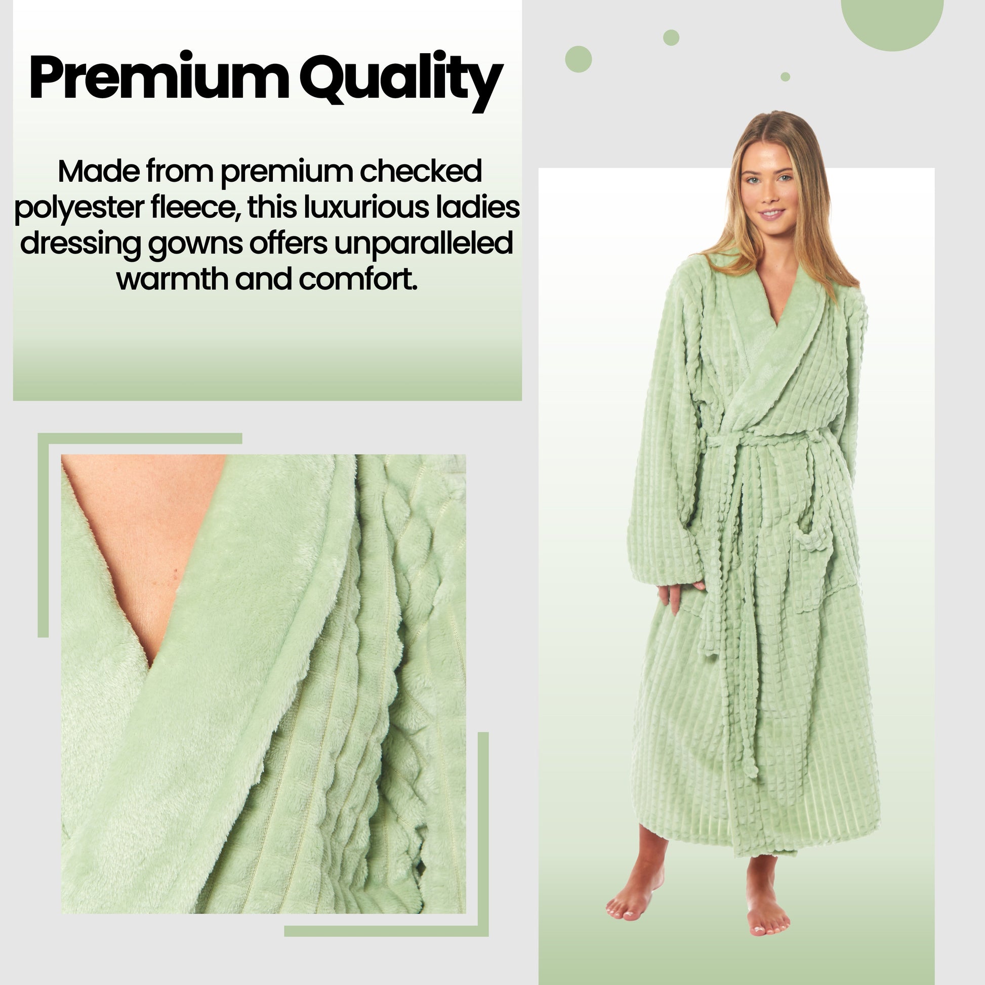 Women's Luxury Waffle Fleece Robe Soft Warm Long Dressing Gown with Belt and Pockets Loungewear by Daisy Dreamer. Buy now for £15.00.