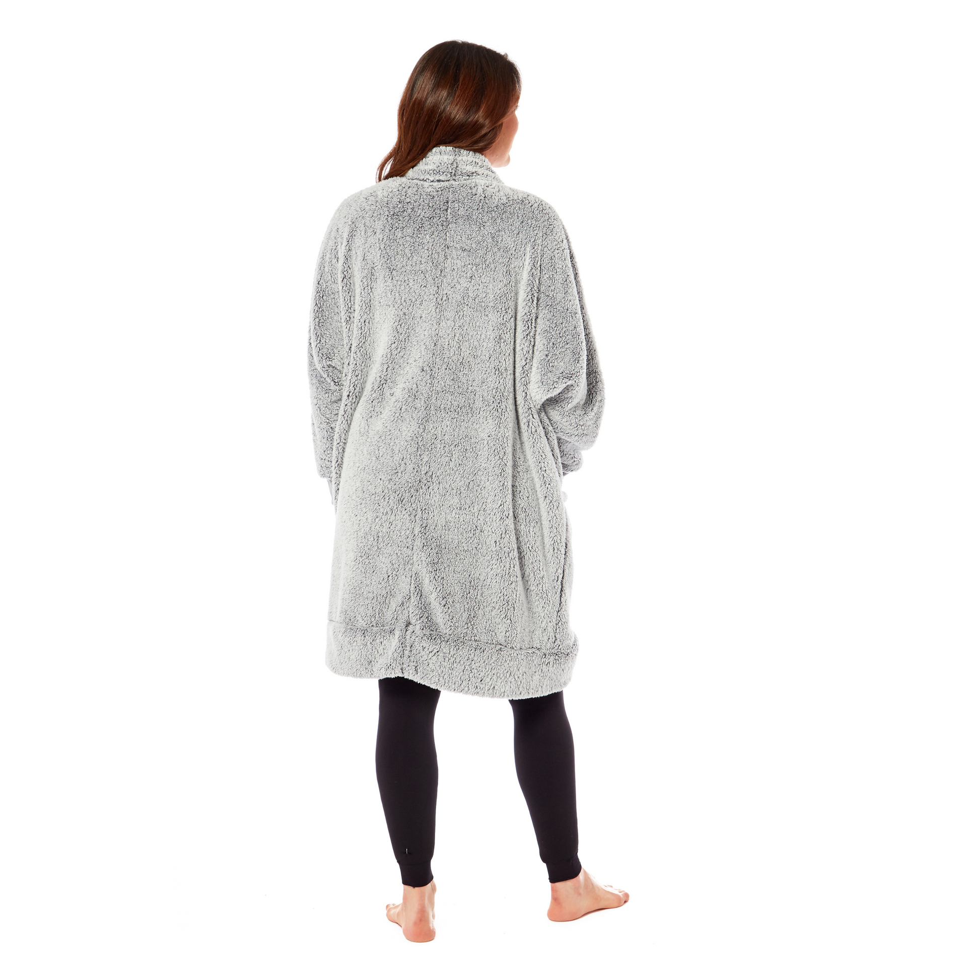 Women's Shimmer Grey Soft Touch Cardi Gown Luxury House Coat Elegant Loungewear Cozy Fit Robe Versatile Stylish Homewear by Daisy Dreamer. Buy now for £18.00.