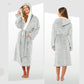 Women's Soft Plush Shimmer Fleece Hooded Bath Robe Luxurious Dressing Gown for Lounging and Sleeping in Shimmer Grey Multiple Sizes by Daisy Dreamer. Buy now for £17.00.