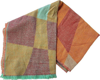 Women's Soft Woven Winter Scarves Lightweight Cozy Acrylic Wraps in Vibrant Orange Yellow Multi and Purple Red Multi by Sock Stack. Buy now for £7.00.