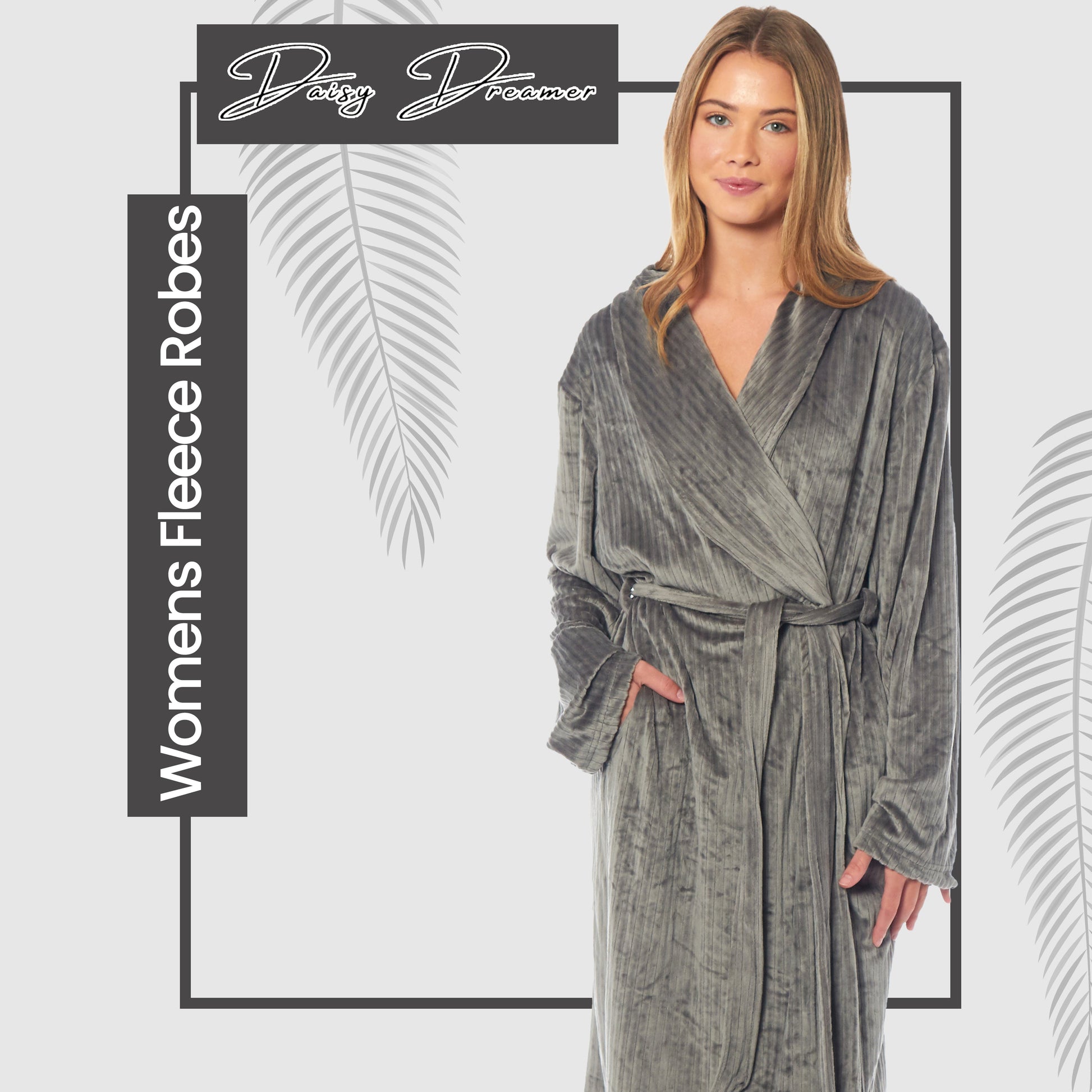 Women's Stripe Jacquard Soft Warm Long Dressing Gown with Belt and Pockets Cosy Shawl Collar Loungewear Robe By Daisy Dreamer. Buy now for £15.00.