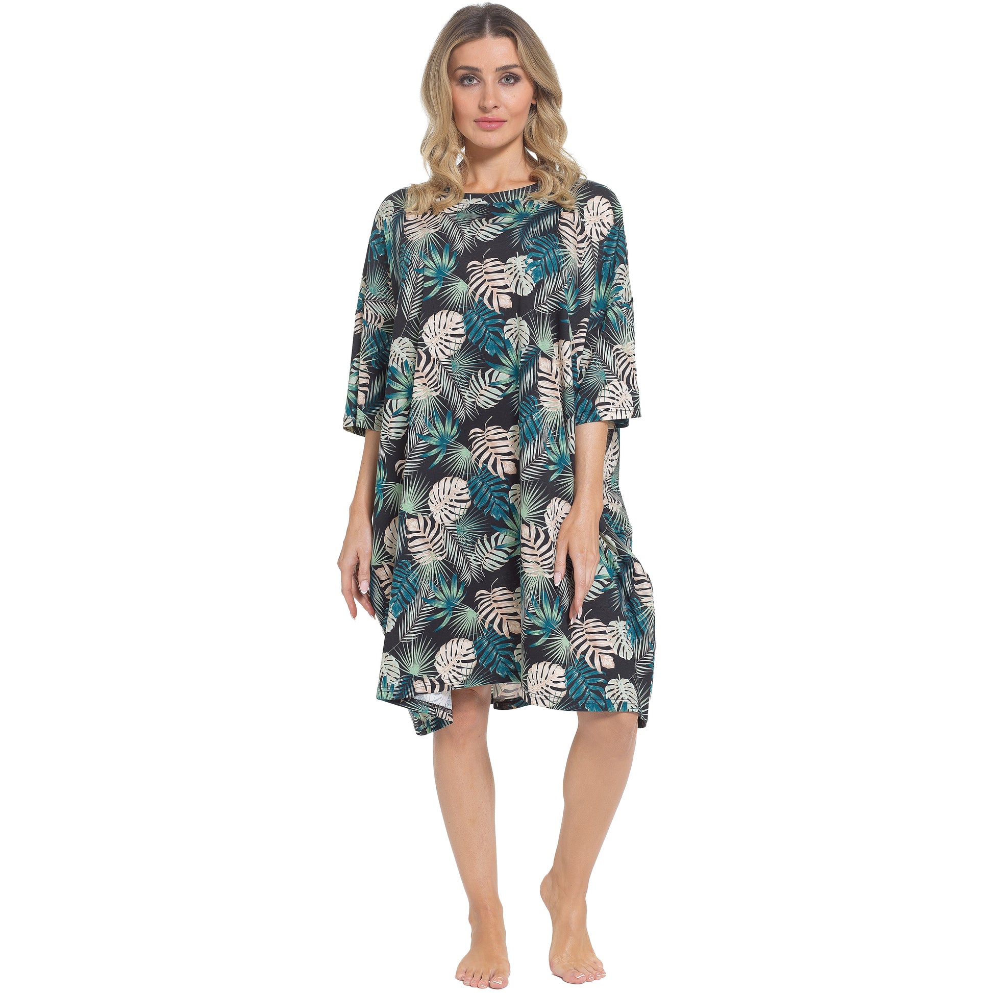 Women's Tropical Baggy Nighty Dress Oversized T-Shirt Nighties 100% Cotton Short Sleeved Nightshirt for Ladies by Daisy Dreamer. Buy now for £12.00.