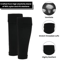 Adults Black Football Leg Sleeve Socks Compression Support Fits Over Shin Pads Breathable & Secure for Training Running by Sock Stack BLACK Socks