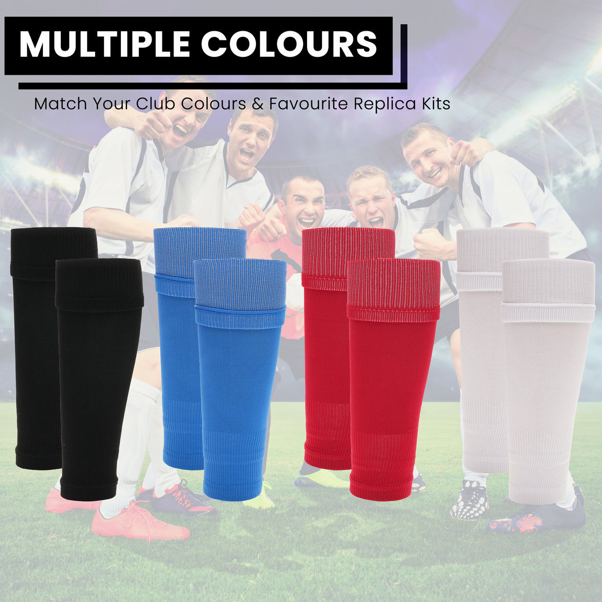 Adults Black Football Leg Sleeve Socks Compression Support Fits Over Shin Pads Breathable & Secure for Training Running by Sock Stack BLACK Socks