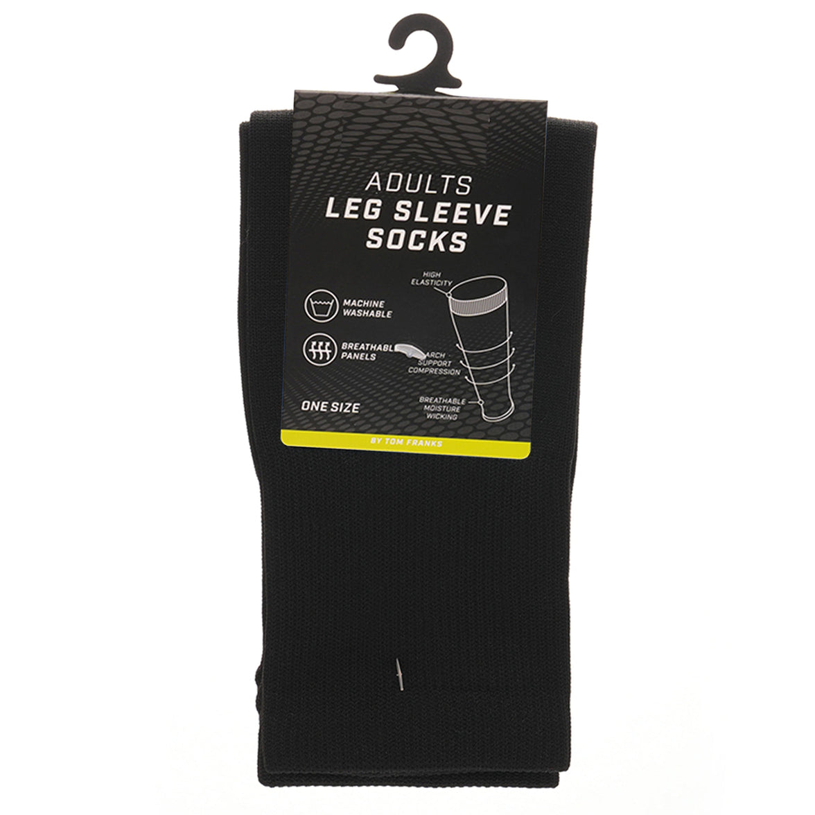 Adults Black Football Leg Sleeve Socks Compression Support Fits Over Shin Pads Breathable & Secure for Training Running by Sock Stack BLACK Socks