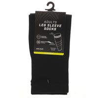 Adults Black Football Leg Sleeve Socks Compression Support Fits Over Shin Pads Breathable & Secure for Training Running by Sock Stack BLACK Socks