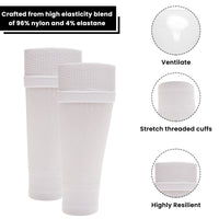 Adults White Football Leg Sleeve Socks Compression Support Fits Over Shin Pads Breathable & Secure for Training Running by Sock Stack WHITE Socks