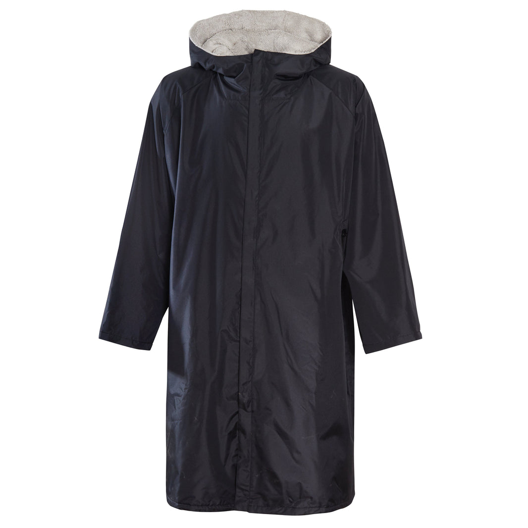 Changing Robe Kids Unisex Hooded Coat Black/Grey Windproof Waterproof Quick Dry for Beach Surfing Swimming by Heatwave Thermalwear 9-13 YEARS / BLACK/GREY Changing Robe