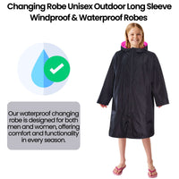 Changing Robe Kids Unisex Hooded Coat Black/Pink Windproof Waterproof Quick Dry for Beach Surfing Swimming by Heatwave Thermalwear 9-13 YEARS / BLACK/PINK Changing Robe