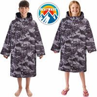 Changing Robe Kids Unisex Hooded Coat Camo/Black Windproof Waterproof Quick Dry for Beach Surfing Swimming by Heatwave Thermalwear 9-13 YEARS / CAMO/BLACK Changing Robe
