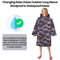 Changing Robe Kids Unisex Hooded Coat Camo/Black Windproof Waterproof Quick Dry for Beach Surfing Swimming by Heatwave Thermalwear 9-13 YEARS / CAMO/BLACK Changing Robe