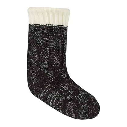 Children's Chunky Knit Non-Slip Lounge Gripper Socks for Kids Boys and Girls Warm Winter Indoor Footwear with Cute Colourful Patterns Sock Stack BLACK / 4-6 Socks