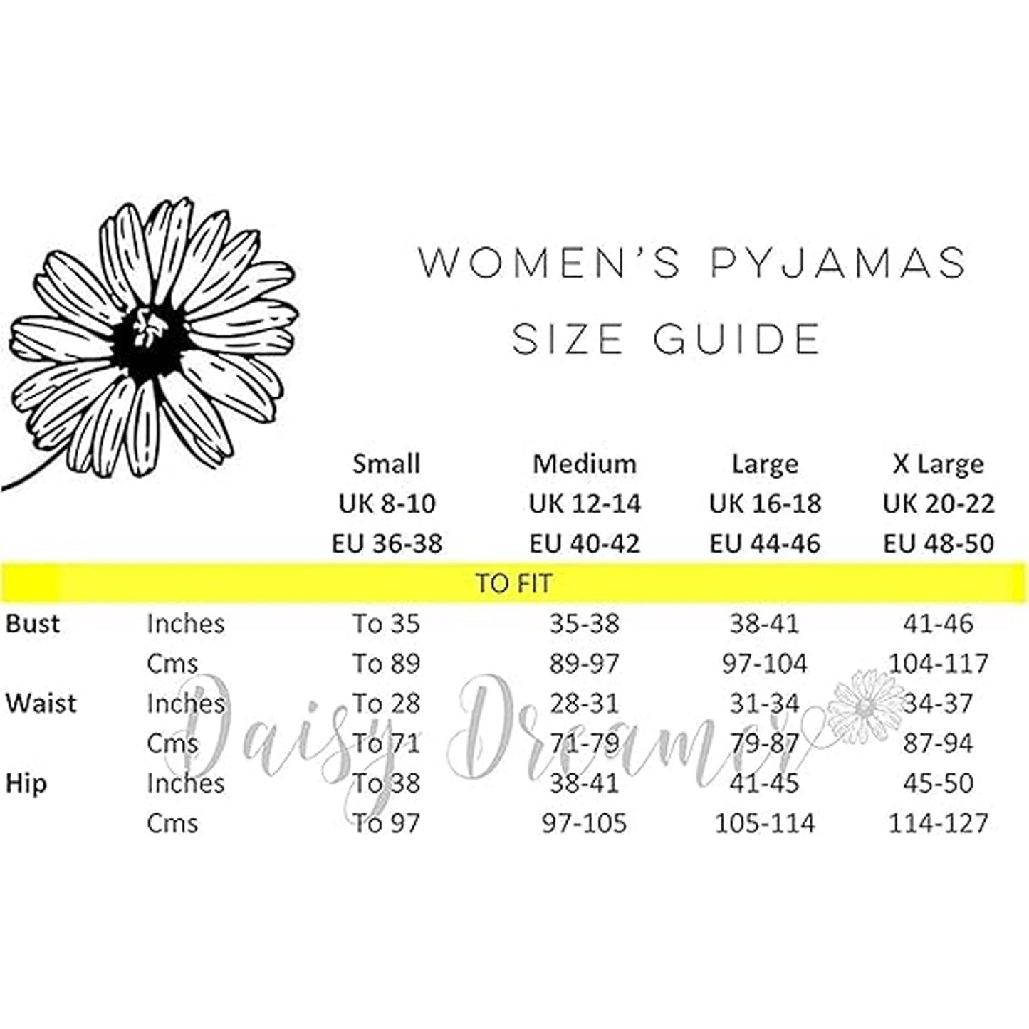 Daisy Dreamer Bows Print Pyjama Set 100% Cotton Women's Long Sleeve Top And Elasticated Pants For Sleeping And Lounging Sizes S M L XL Pyjamas