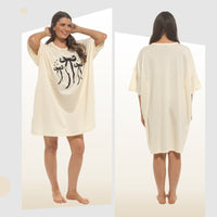 Daisy Dreamer Women Bows Print Nighty Dress Baggy Oversized 100% Cotton Short Sleeved Nightshirt Relaxed Fit Loungewear BOWS Night Dress