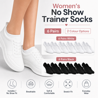 Sock Stack Women's No Show Trainer Socks 6 Pairs Low Cut Non-Slip Heel Grip UK 4-8