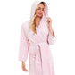 Elegant Women's Hooded Velour Robe Ultra-Soft Luxurious Bathrobe Perfect for Lounging Spa and Gym in Pink and Grey Adjustable Fit Multiple Sizes by Daisy Dreamer Robe
