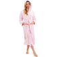 Elegant Women's Hooded Velour Robe Ultra-Soft Luxurious Bathrobe Perfect for Lounging Spa and Gym in Pink and Grey Adjustable Fit Multiple Sizes by Daisy Dreamer Robe