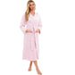 Elegant Women's Hooded Velour Robe Ultra-Soft Luxurious Bathrobe Perfect for Lounging Spa and Gym in Pink and Grey Adjustable Fit Multiple Sizes by Daisy Dreamer Robe