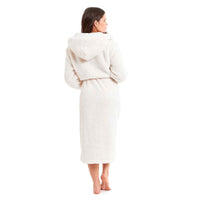 Extra-Long Super Soft Women's Cream Snuggle Fleece Bathrobe with Velvet-Like Texture Luxurious Cozy Dressing Gown for Warmth by Daisy Dreamer Robe