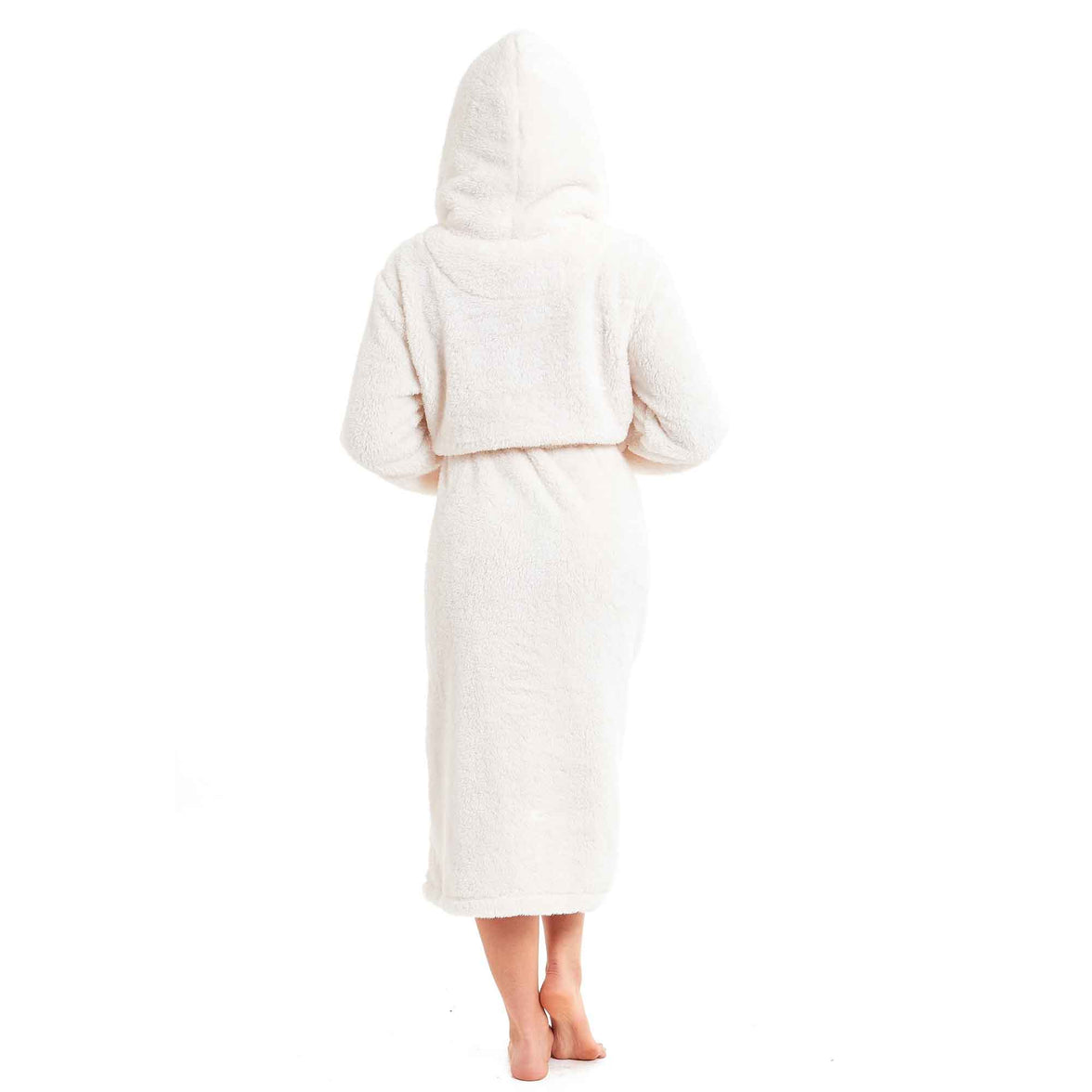 Extra-Long Super Soft Women's Cream Snuggle Fleece Bathrobe with Velvet-Like Texture Luxurious Cozy Dressing Gown for Warmth by Daisy Dreamer Robe