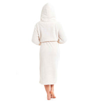 Extra-Long Super Soft Women's Cream Snuggle Fleece Bathrobe with Velvet-Like Texture Luxurious Cozy Dressing Gown for Warmth by Daisy Dreamer Robe