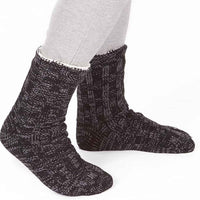 Extra Warm Men's Thermal Chunky Slipper Socks with Non Slip Grips Sherpa Fleece Lining Ideal for Home Lounging and Cold Weather UK 6-11 EU 39-46 Black Grey by Sock Stack Socks