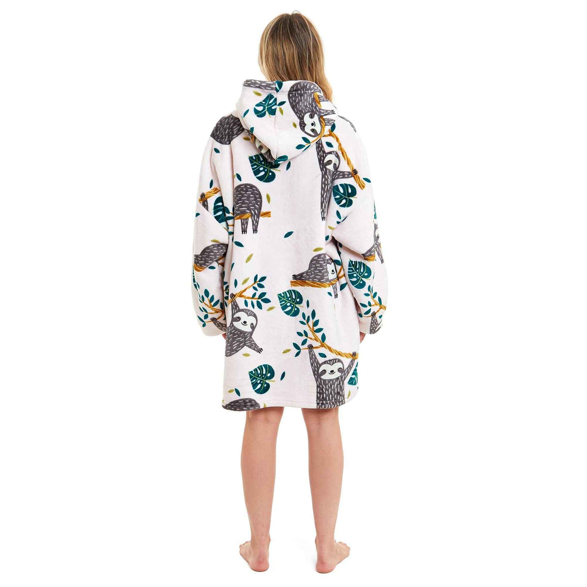 Giant Cozy Sloth Hooded Blanket Ultra Soft Sherpa Fur Plush Flannel Fleece Oversized Hoodie Sweatshirt for Adults and Kids Premium Loungewear by Daisy Dreamer Hooded Blanket