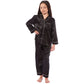 Girls Long Sleeve Satin Silk Pyjama Set Comfortable Button-Down Sleepwear in Black Pink Grey Sizes 5-14 YRS by Daisy Dreamer 5-6 YRS / BLACK Pyjamas
