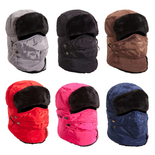 Heatwave® 3 In 1 Trapper Hat With Mask, Removable Full Face Cover Showerproof Trooper Hat. Buy now for £10.00. A Trapper Hat by Heatwave Thermalwear. black, blue, brown, face cover, grey, hat, heatwave, mask, navy, pink, polyster, red, silver, skiing, sty