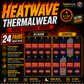 Heatwave Thermalwear Mens Black Thermal Socks 24 Pairs Double Brushed Knit Insulated For Cold Weather Work Boots Extra Warmth Socks