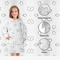Kids Cozy Oversized Hooded Penguin Blanket Plush Flannel Fleece Hoodie with Sherpa Lining Ages 8-15 Warm Comfortable Durable Loungewear Gift by Daisy Dreamer PENGUIN Hooded Blanket